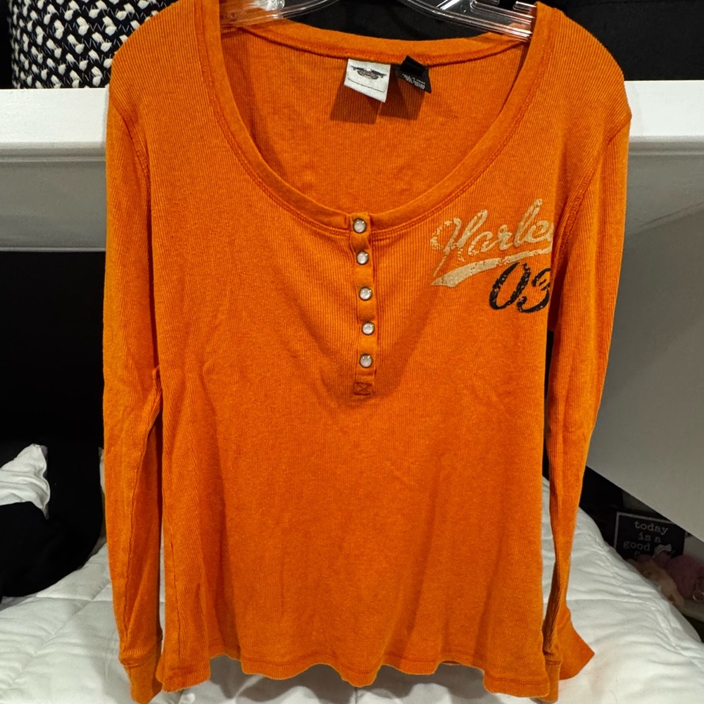 Harley-Davidson Orange Long Sleeve Henley
